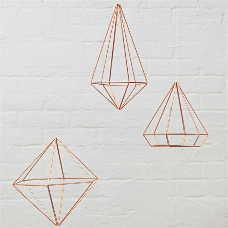Dekorace PRISMA set/3ks měděná_2