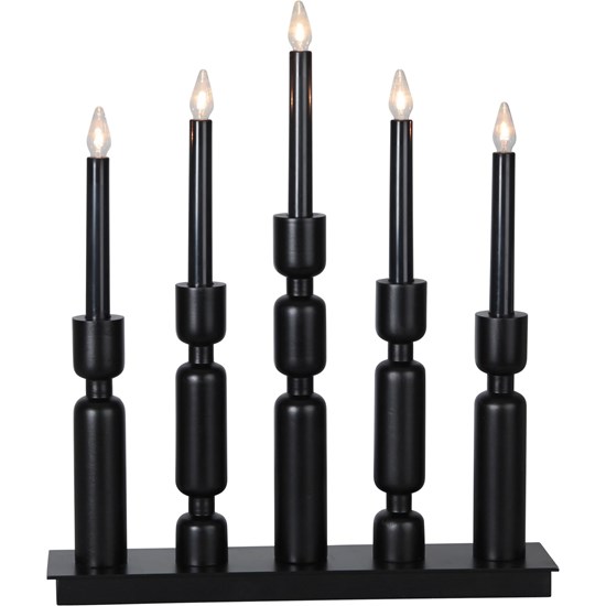 Dřevěný svícen UDDEBO 5 žárovek černý_1