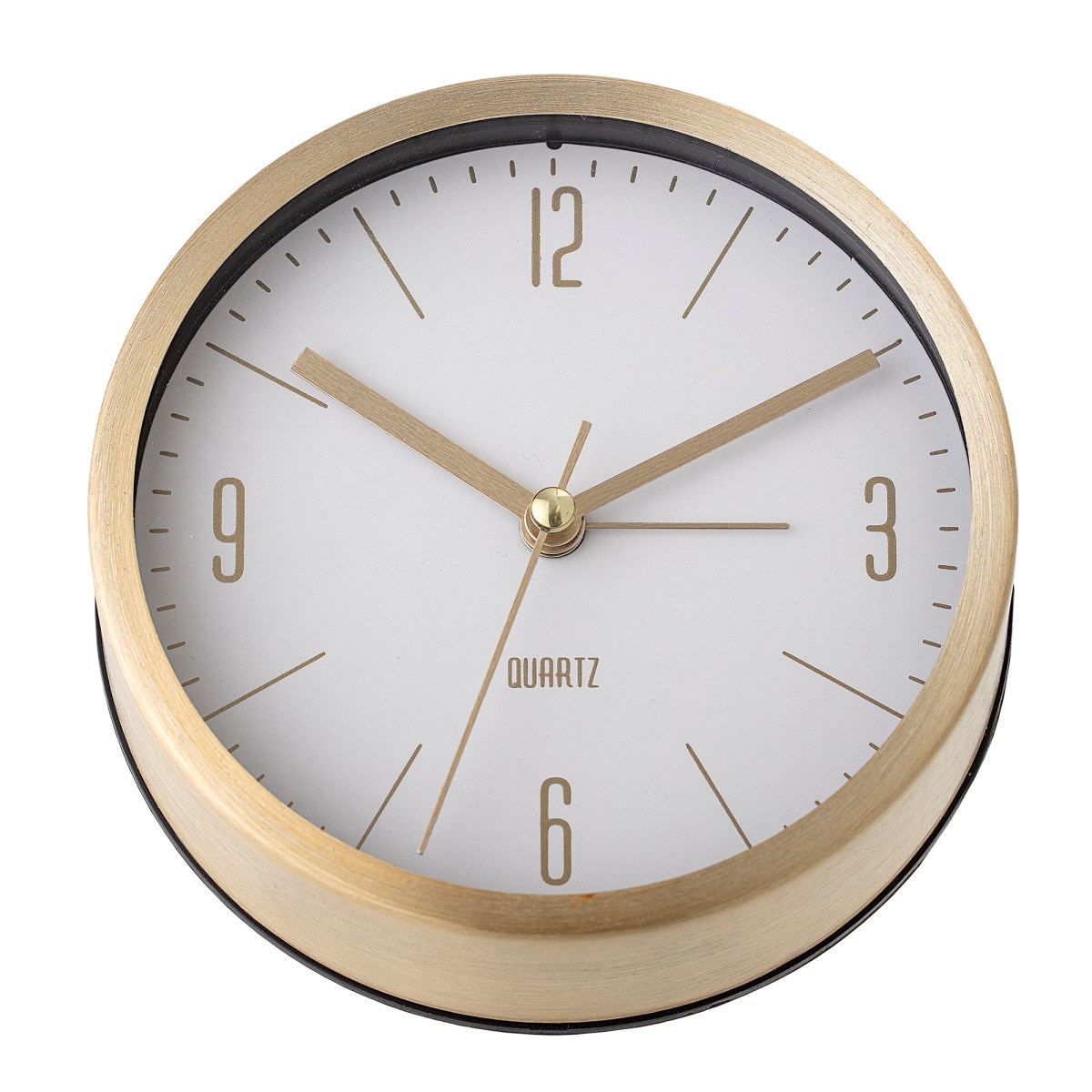 Stolní hodiny s budíkem mosazná/bílá_0