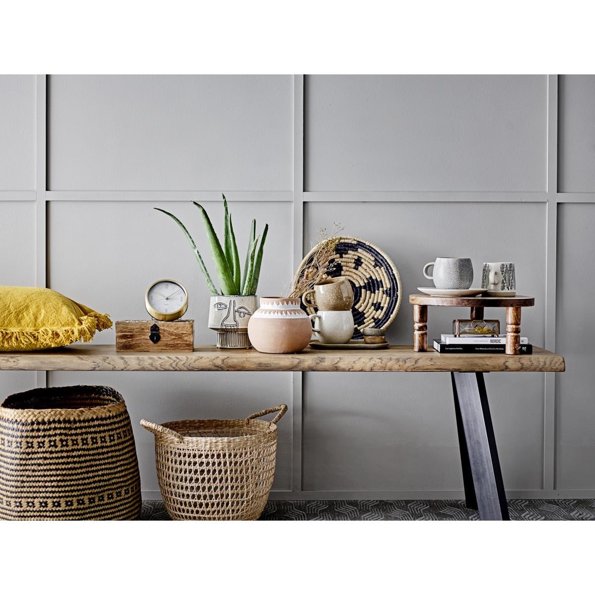 Stolní hodiny s budíkem mosazná/bílá_1