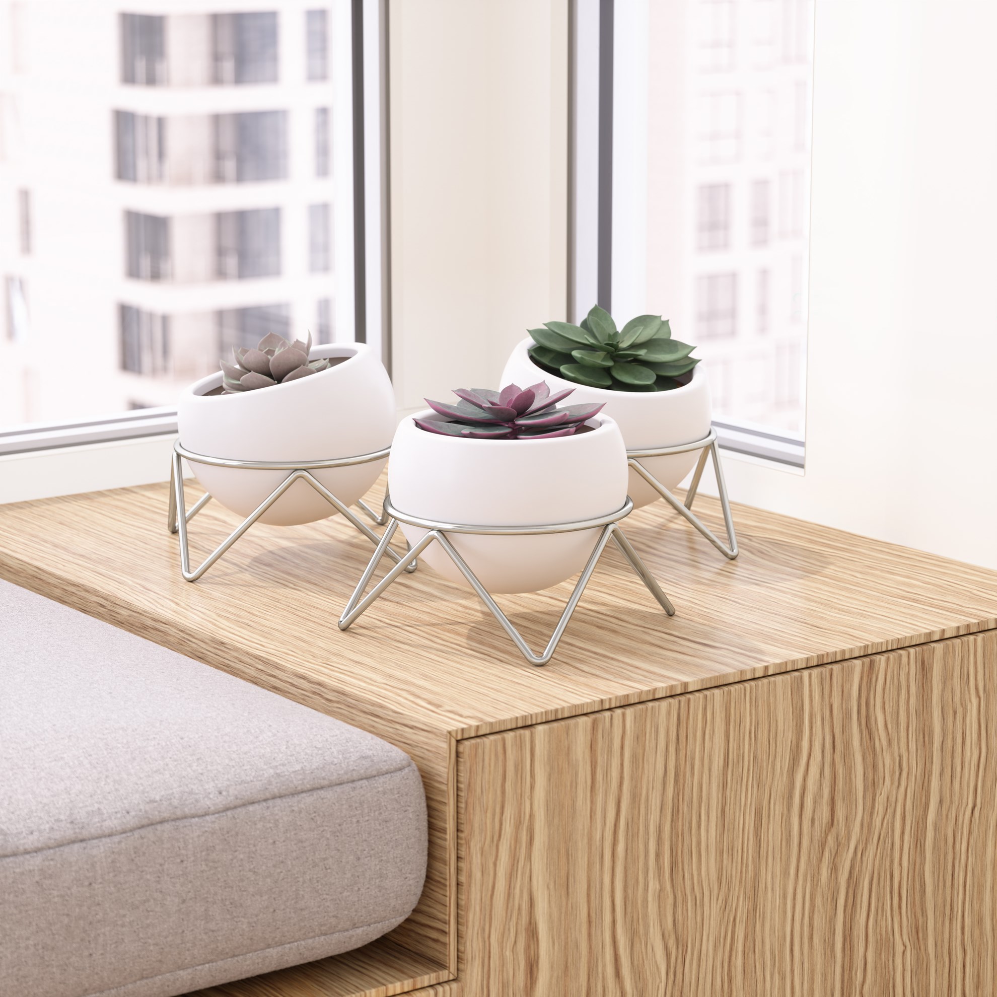 SET/3ks květináčů POTSY s kov. podstavci_1