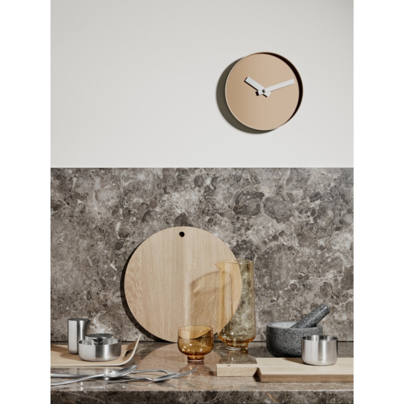 Obrázek z Nástěnné hodiny RIM velké světle hnědé 