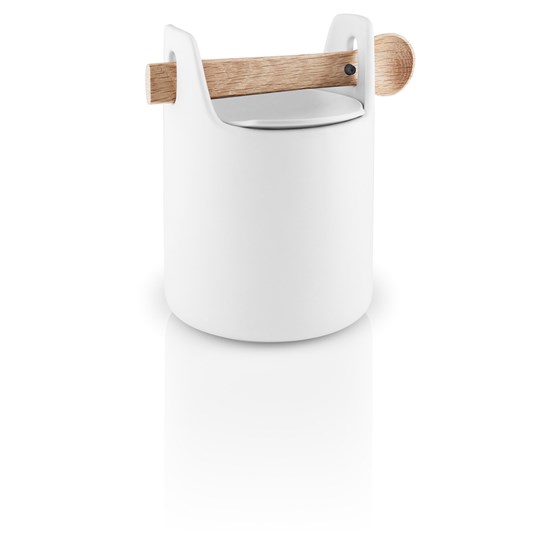 Dóza s dřevěnou lžičkou TOOLBOX, bílá - 15 cm_0