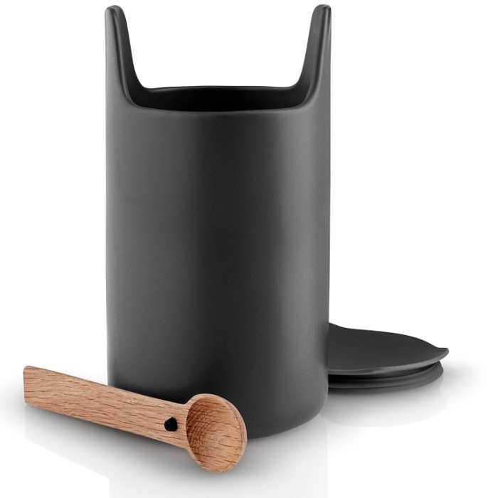 Obrázek z Dóza s dřevěnou lžičkou TOOLBOX, černá - 20 cm 