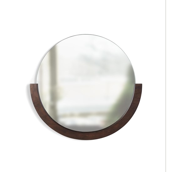Zrcadlo MIRA s dřevěným rámem v ořechovém odstínu_0