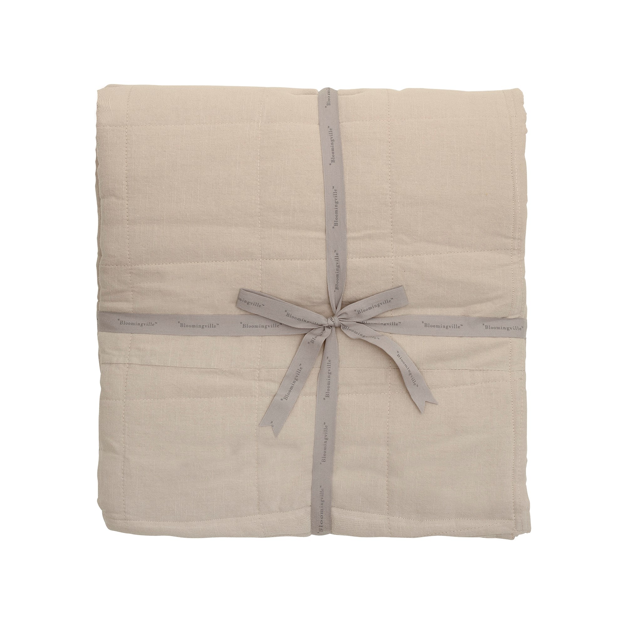 Bavlněný přehoz na postel 220x150 cm sv. hnědý_0