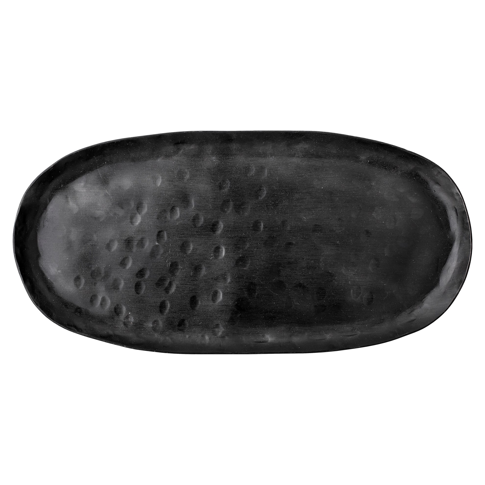 Černý kovový podnos s tepanými detaily 34x16,5 cm_0