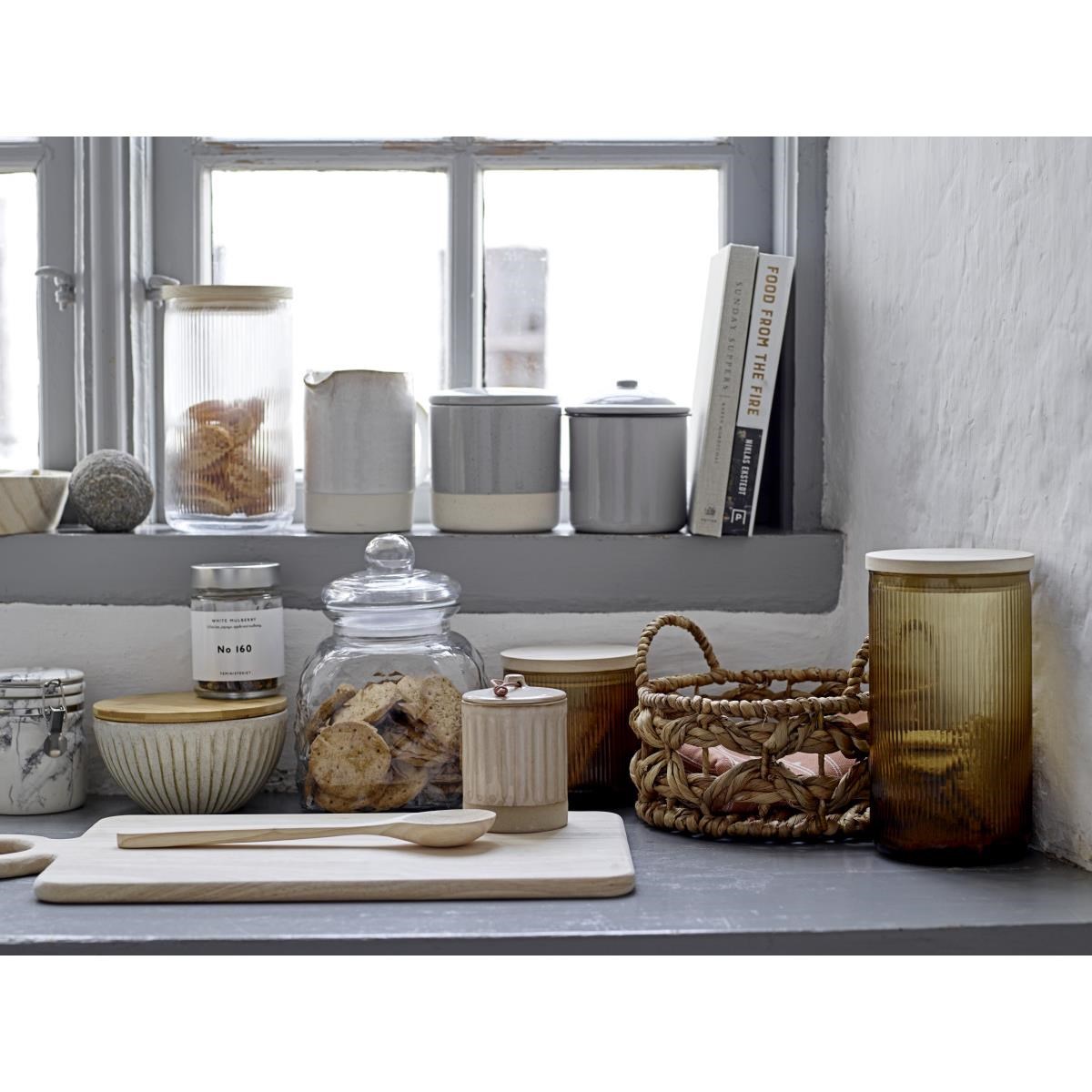 Kameninová dóza s víkem 12 cm přírodní_0