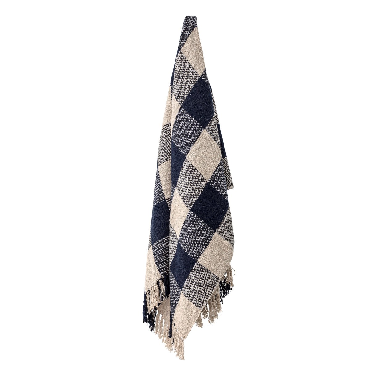 Pléd z recyklované bavlny Faya 150x125 cm modro béžový_1