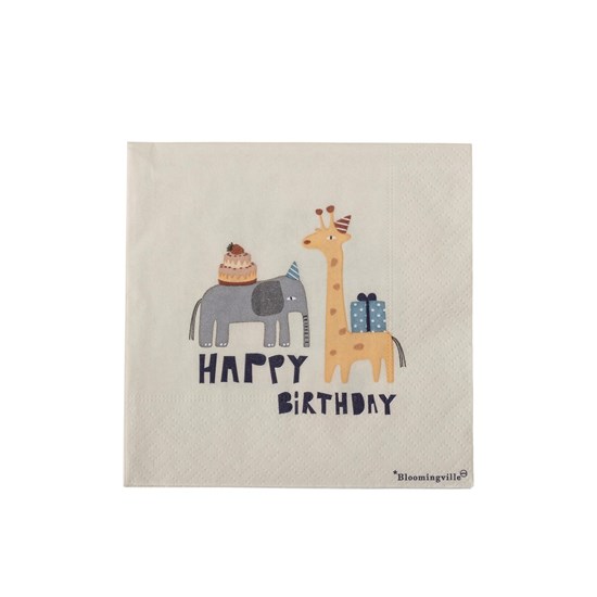 Papírové ubrousky Happy Birthday slon, žirafa SET/20 ks_0