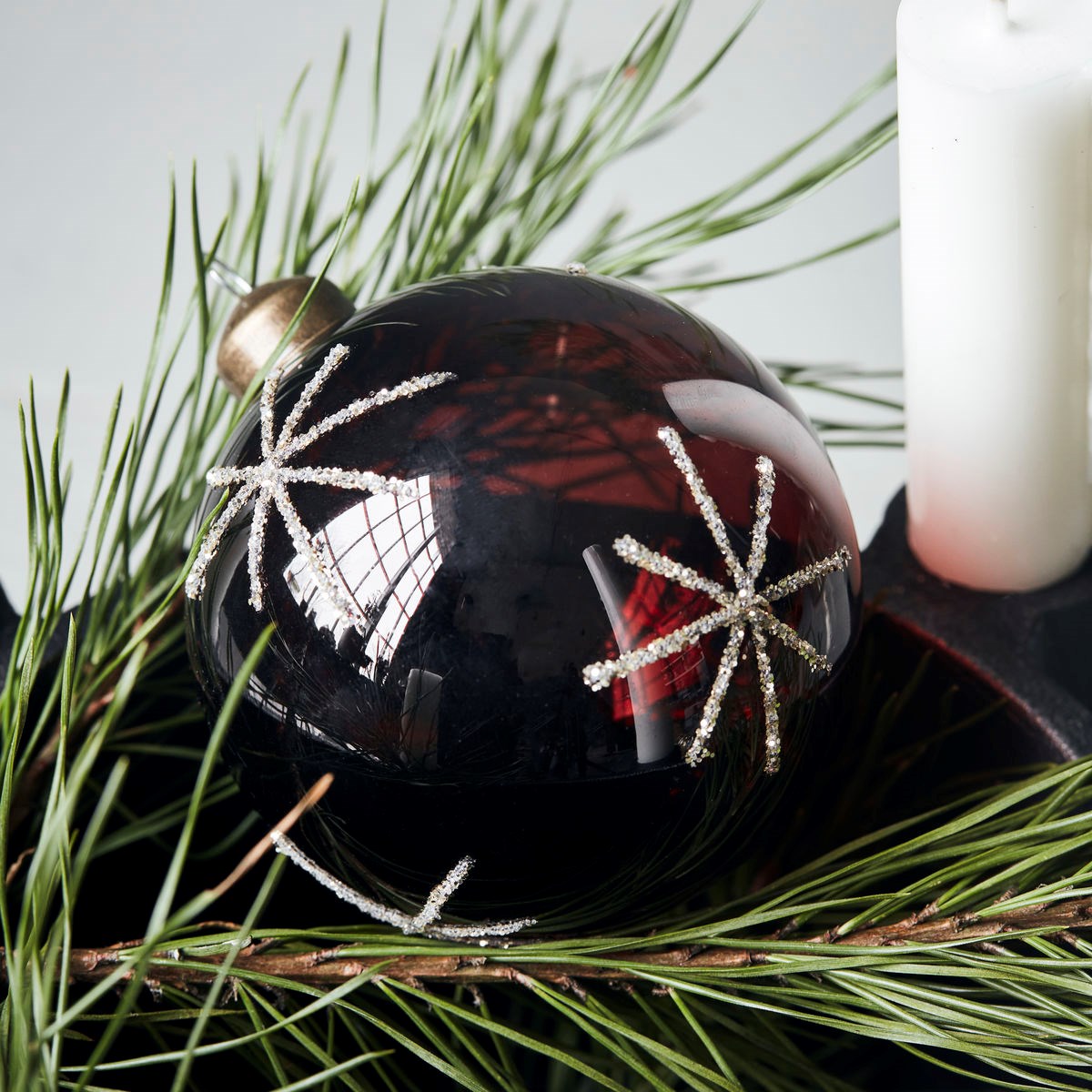 Vánoční ozdoba STAR Burgundy 8 cm koule bordó_0