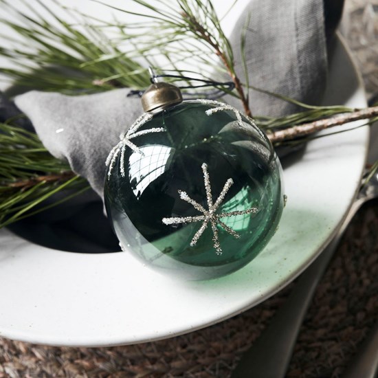 Vánoční ozdoba STAR Green 8 cm koule zelená_4