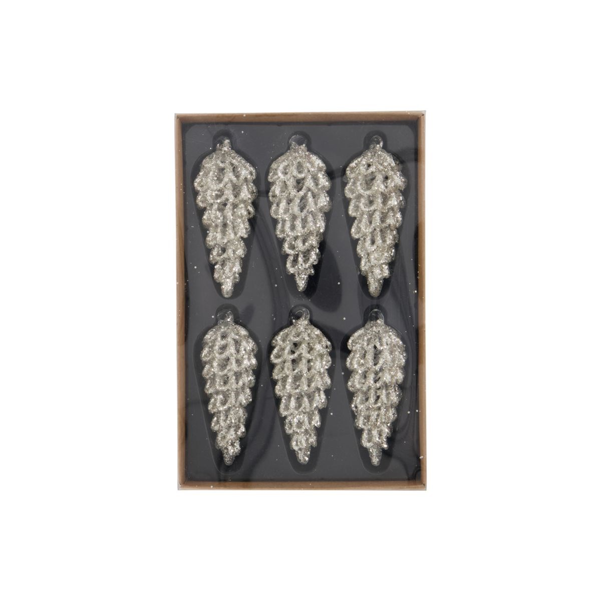 Vánoční ozdoba ve tvaru šišky CONE 9 cm SET/6ks stříbrná_3