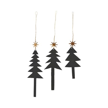 Vánoční ozdoba stromky s hvězdou TREE SET/3ks černo zlatá_3