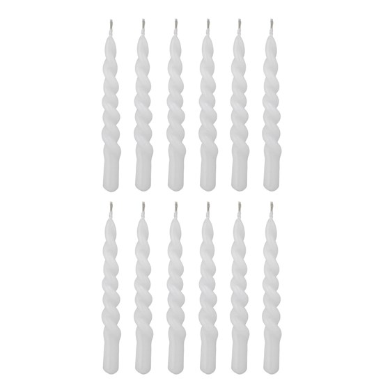 Kroucené parafínové svíčky Twist, bílé BAL/12ks_0