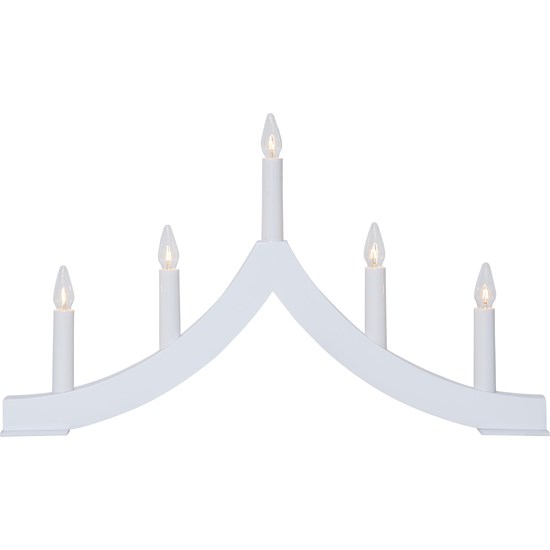 Dřevěný okenní svícen PAGOD 5 žárovek V. 27 cm bílý_1