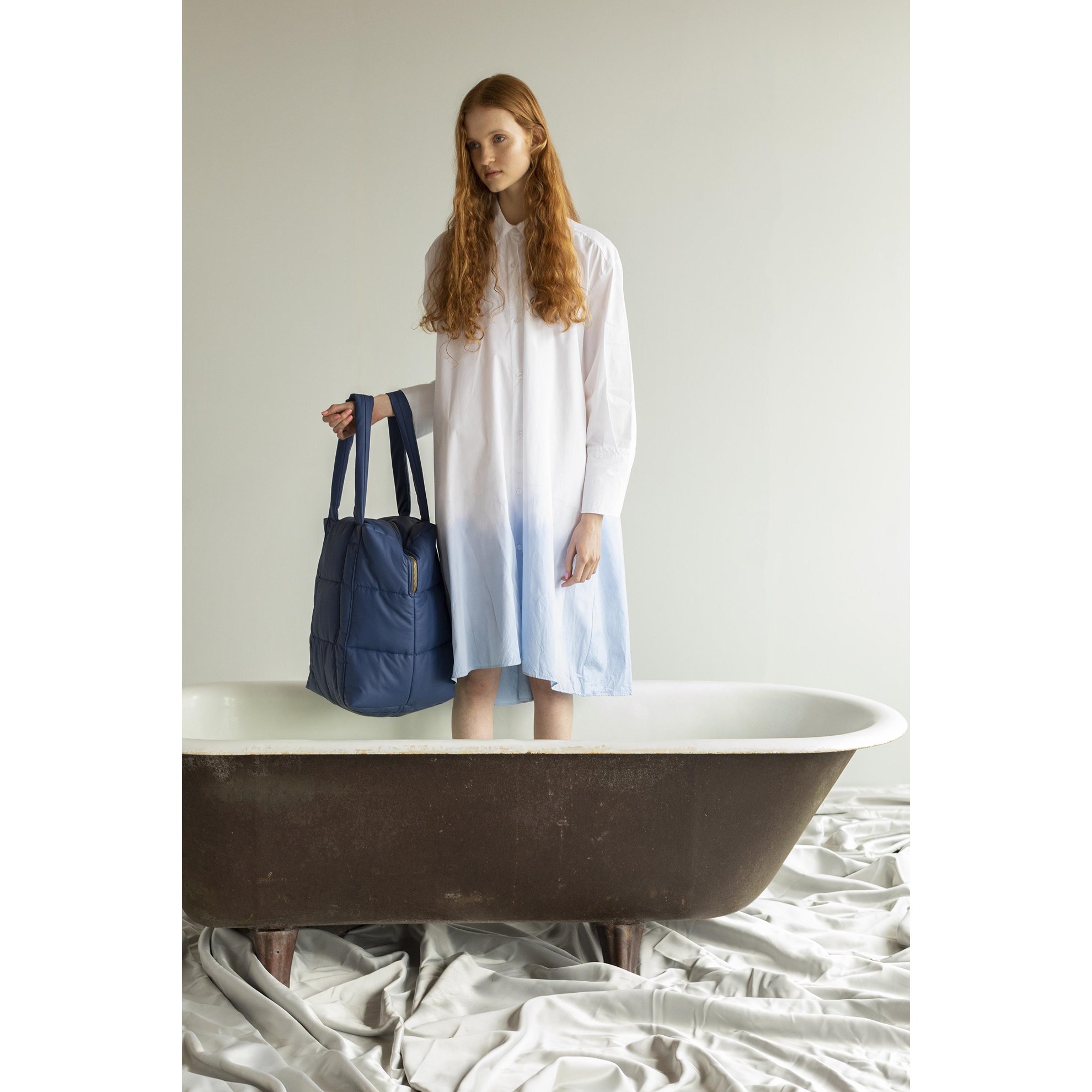 Taška přes rameno puffy CLODE Tinne+Mia z um. kůže modrá_0