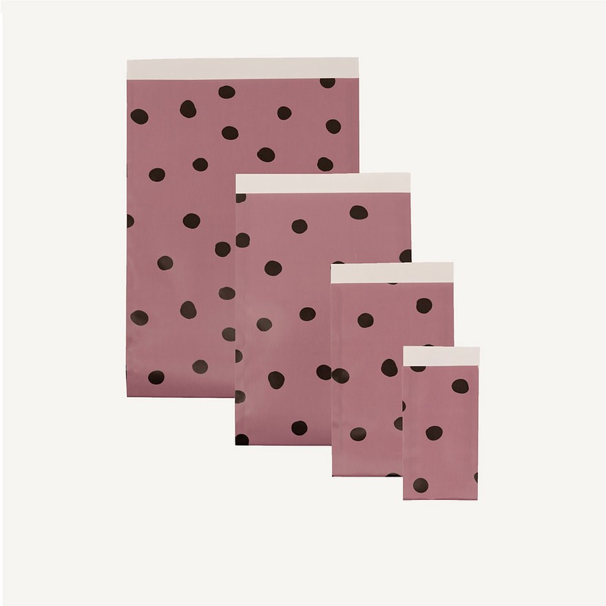 Ploché papírové sáčky fialové s černými puntíky 23x31,5 cm_0