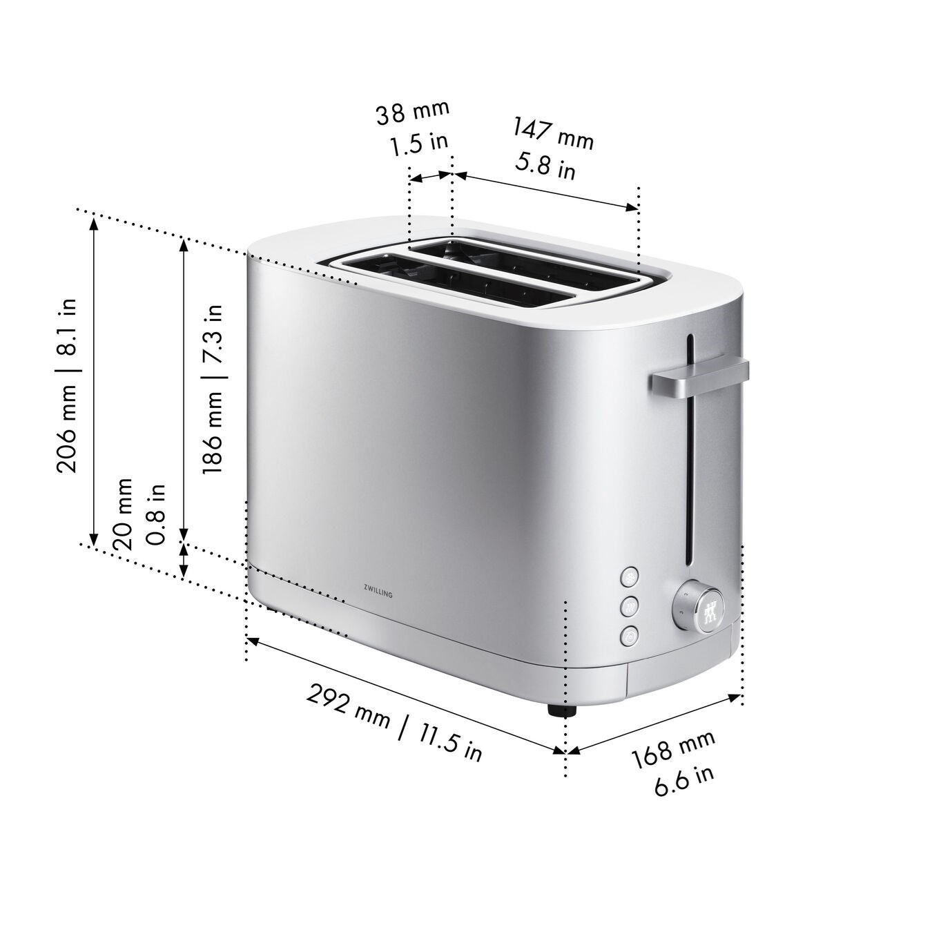 Obrázek z Topinkovač  ZWILLING ENFINIGY P2 1000W nerezový s nástavcem na housky 