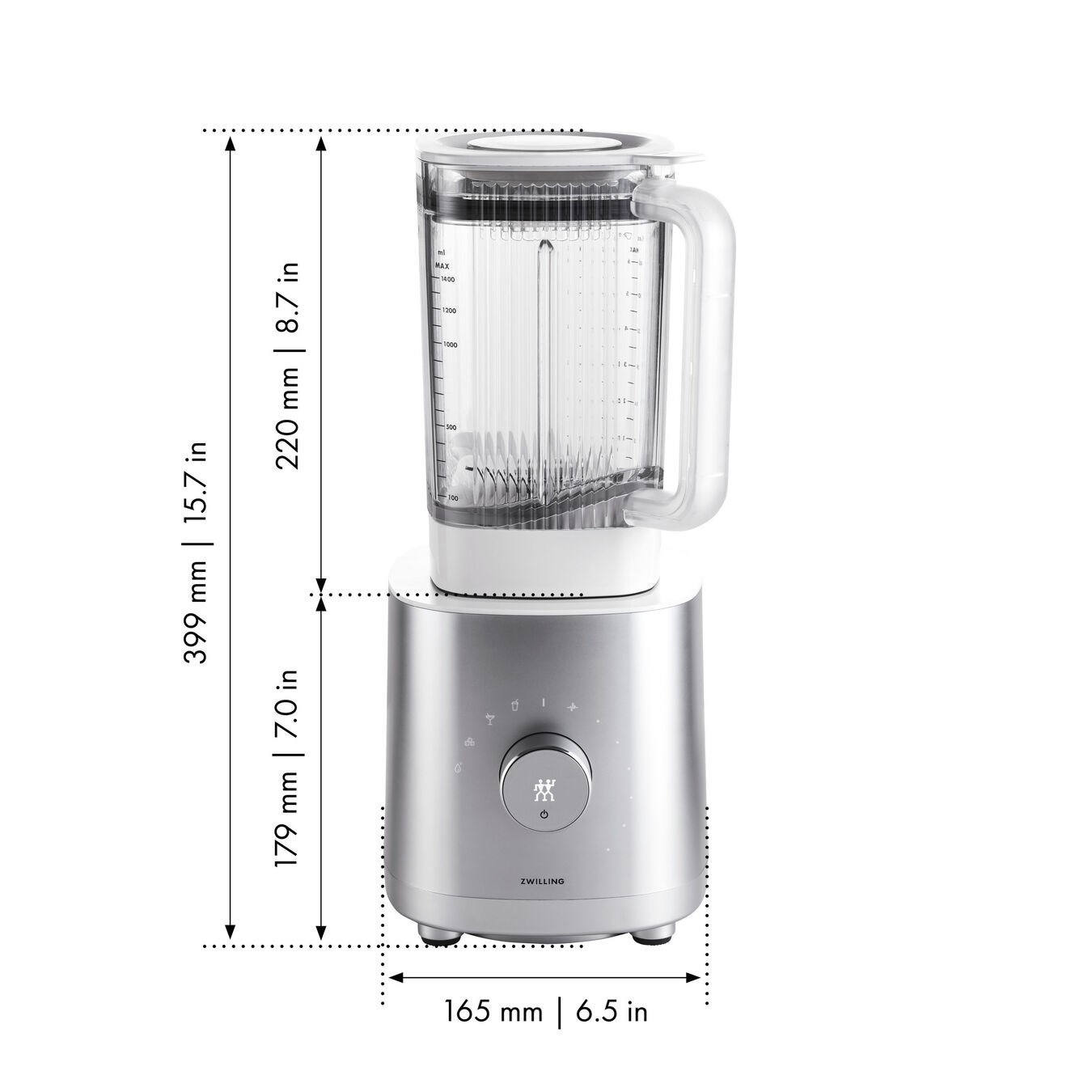 Obrázek z Mixér ZWILLING ENFINIGY 1,4l titanová nádoba 1200W/5 programů stříbrný 