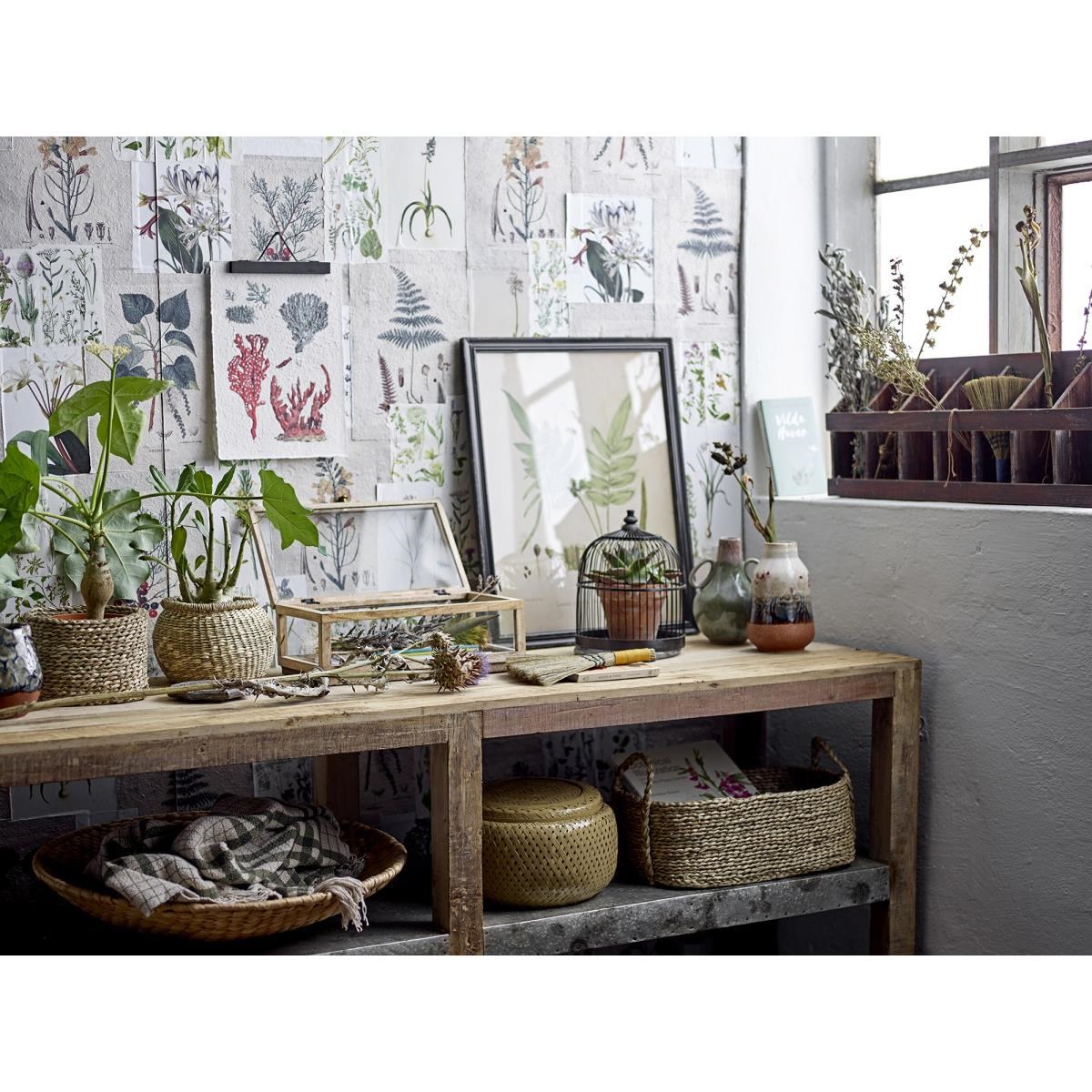 Pléd z recyklované bavlny Fryd přírodní / zelený_2