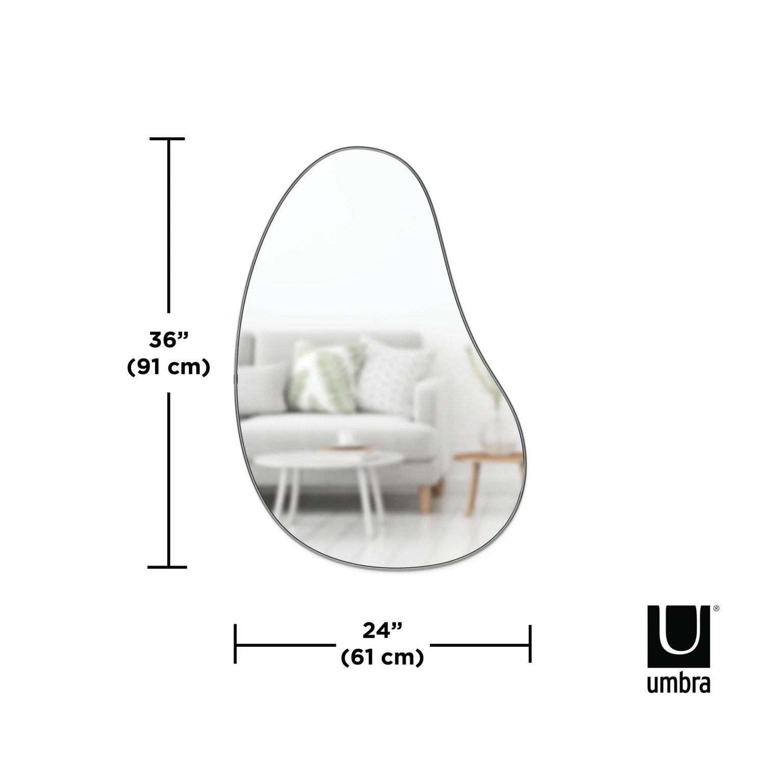Zrcadlo HUBBA PEBBLE 61x91 cm s titanovým lemem_0