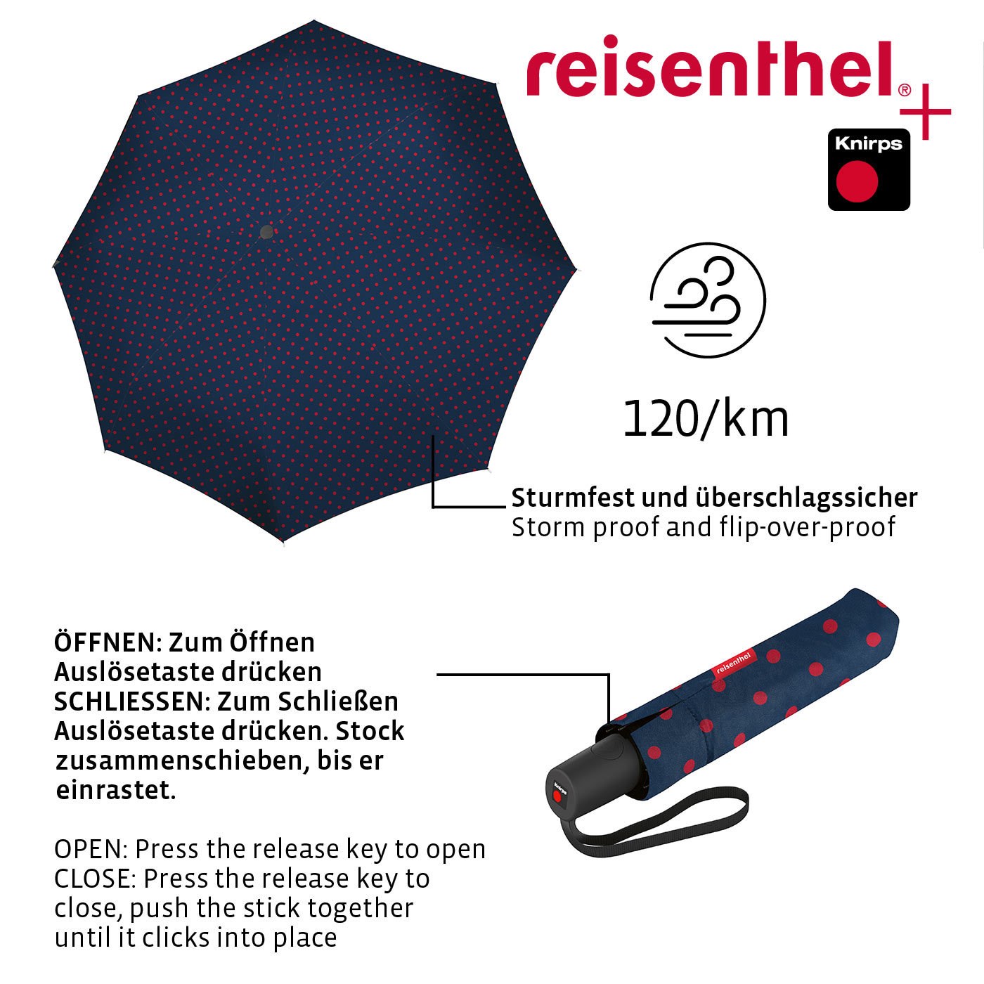 Deštník Umbrella Pocket Duomatic mixed dots red_2