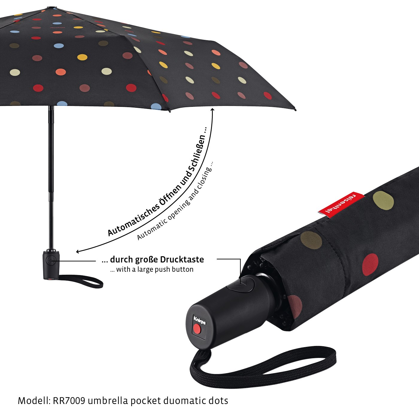 Deštník Umbrella Pocket Duomatic mixed dots red_3