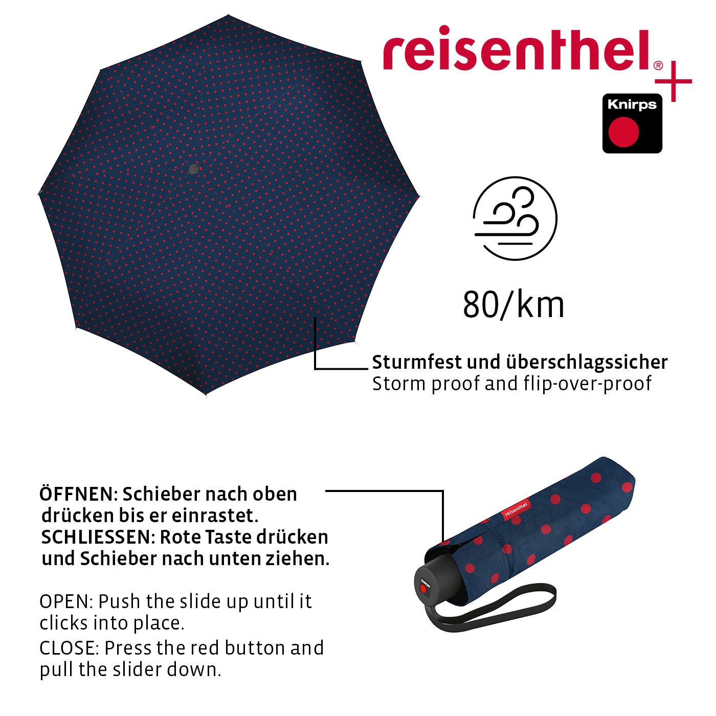 Deštník Umbrella Pocket Classic mixed dots red_2