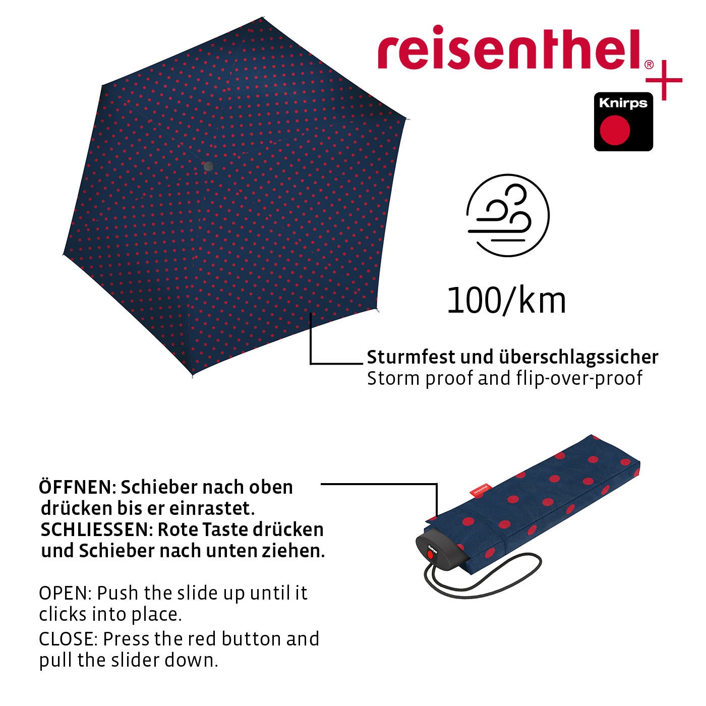 Deštník Umbrella Pocket Mini mixed dots red_2
