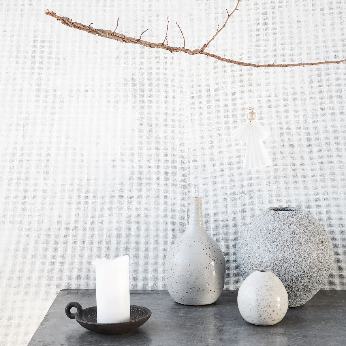 Vánoční ozdoba papírový anděl ANGELS 12 cm bílý_0