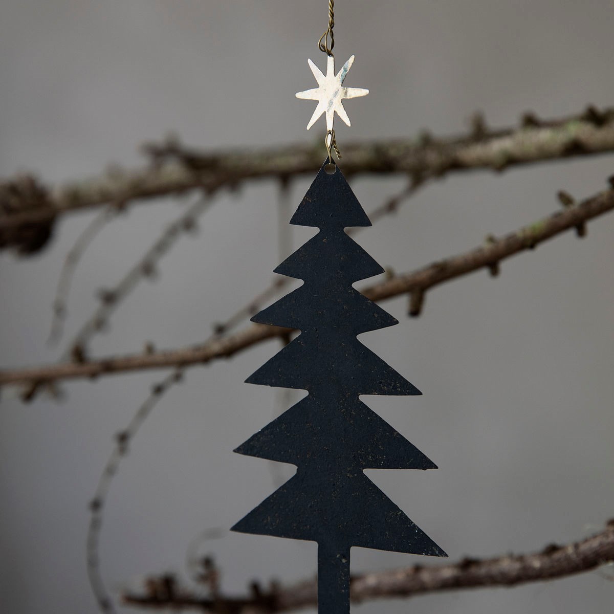 Vánoční ozdoba stromky s hvězdou TREE SET/3ks černo zlatá_1