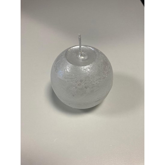Svíčka koule 8 cm metalická -  perleťově bílá_0