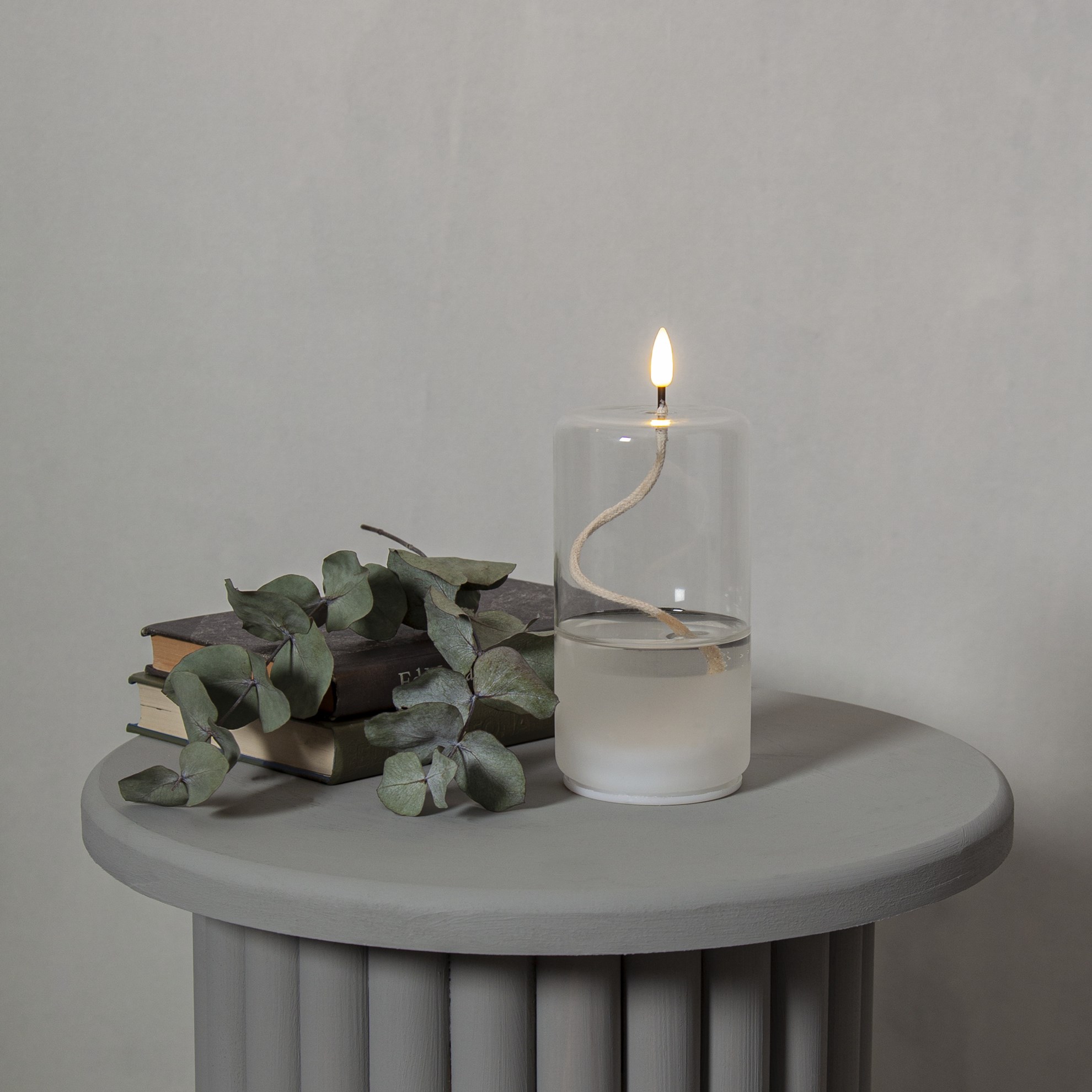 LED lucerna s průhledným voskem Float 1x LED V.17,5 cm_0