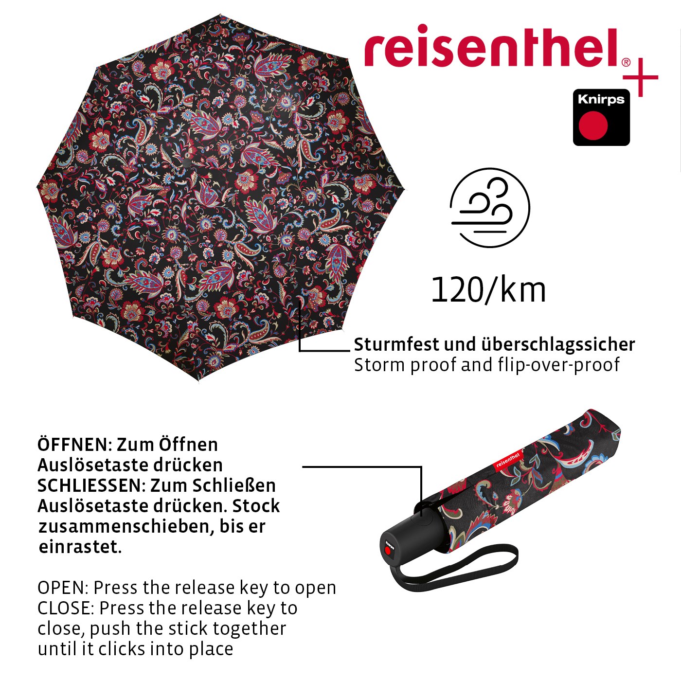Deštník Umbrella Pocket Duomatic paisley black_2