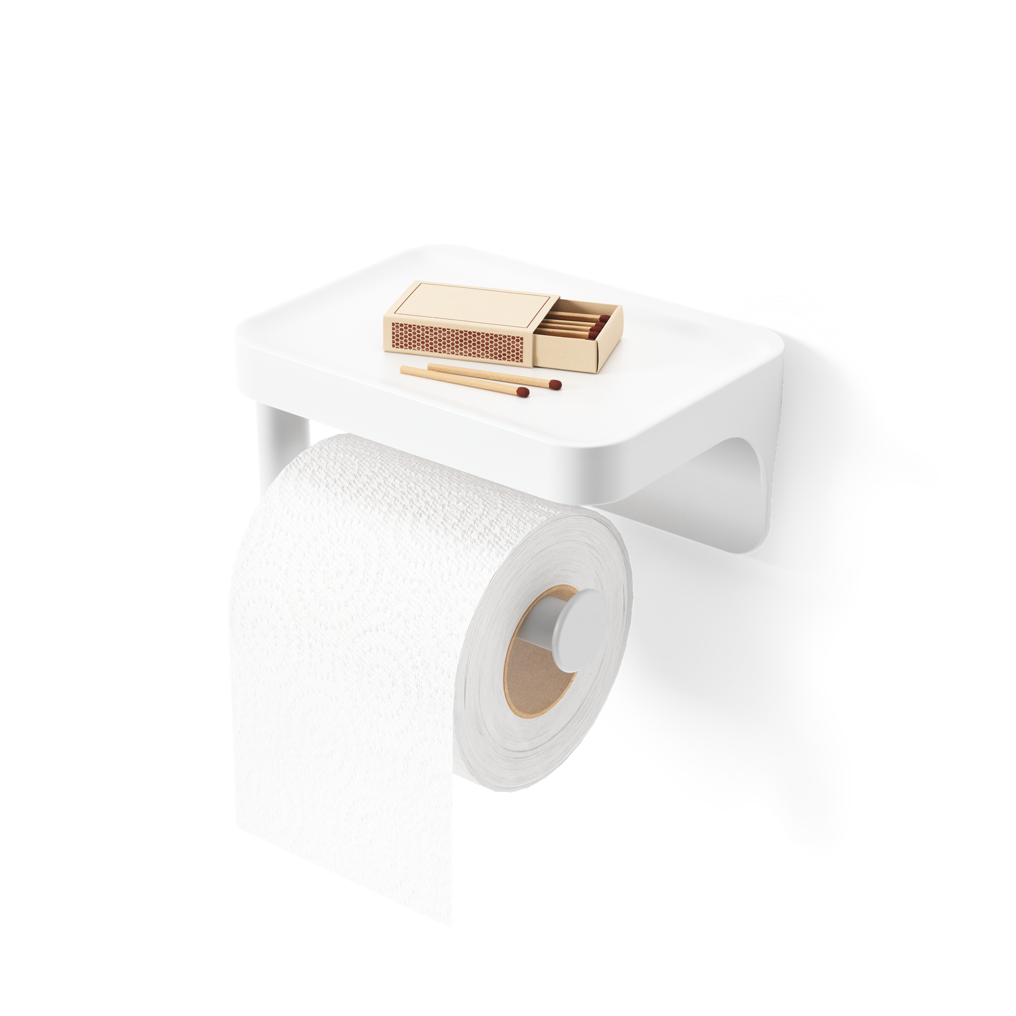 Nástěnný držák na toaletní papír s poličkou FLEX ADHESIVE bílý_0