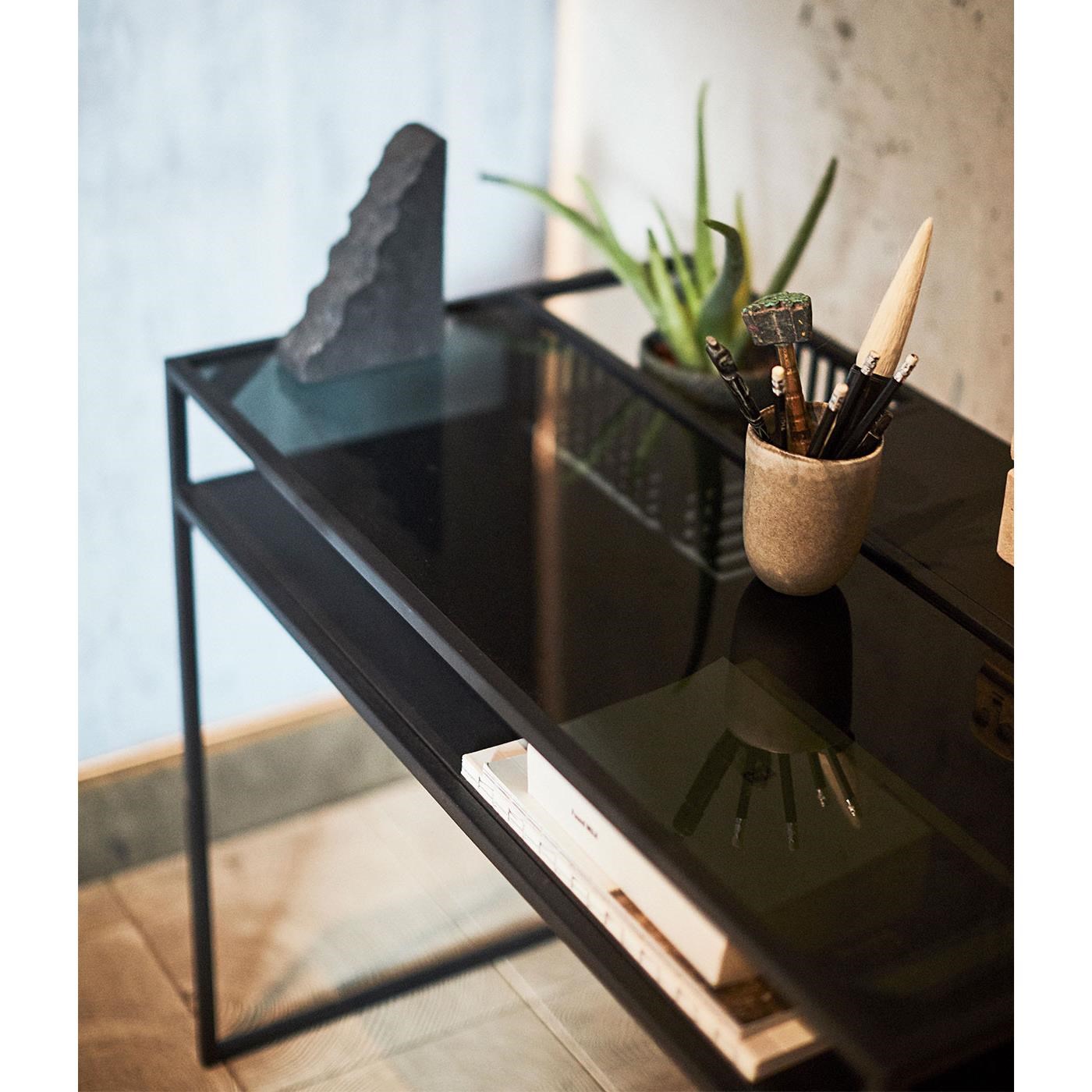 Kovový psací stůl se skleněnou deskou DENVER, černý_2