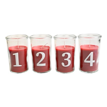 Adventní svíčky ve skle V.10cm SET/4ks červené_0