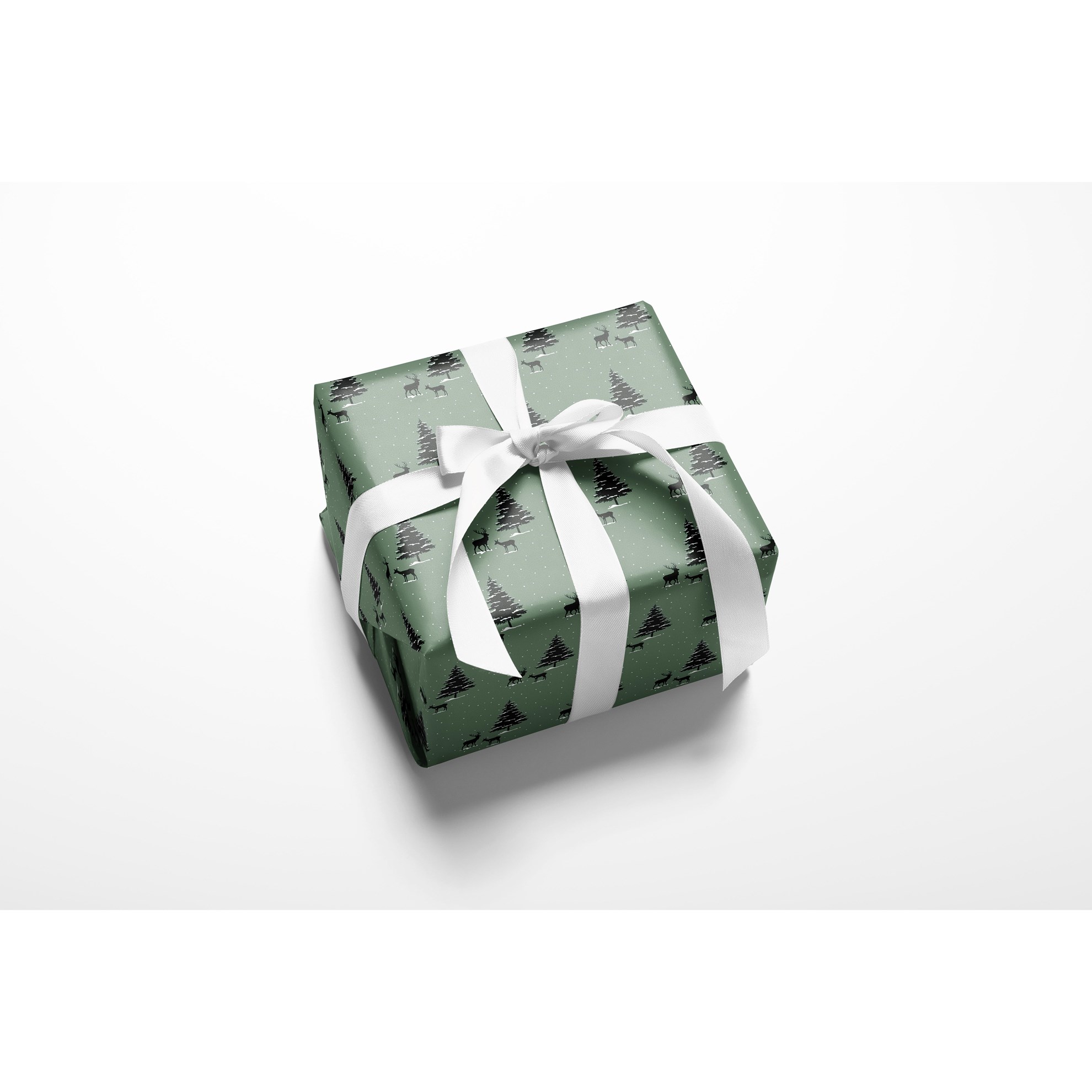 Vánoční balící papír D.5m zelený s potiskem stromků_4