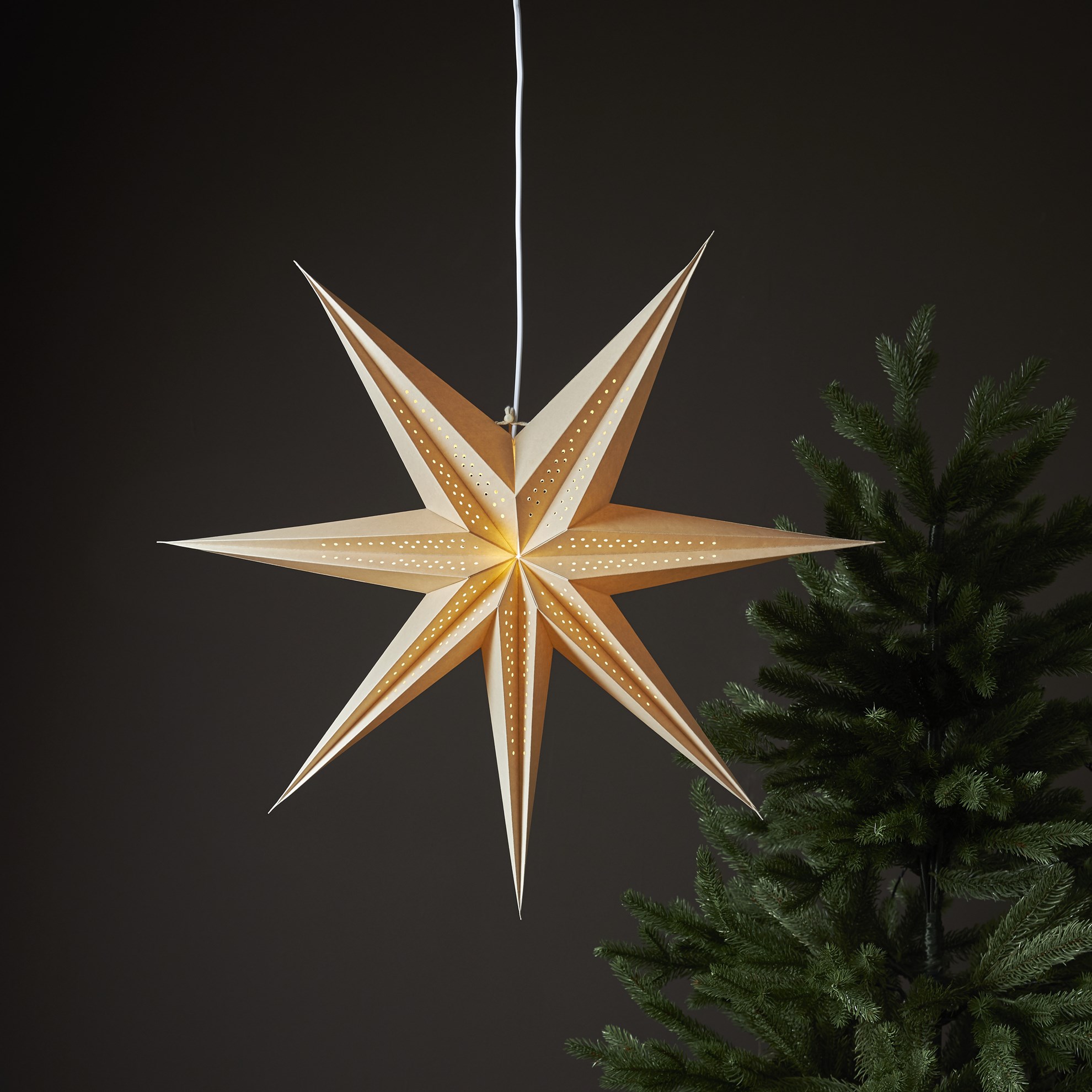 Vánoční papírová hvězda Point, P.60 cm, béžová, bez světelného zdroje (083-00)_0