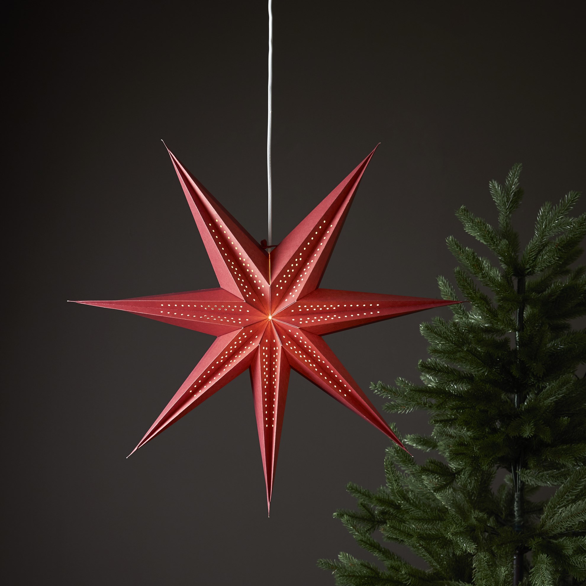 Vánoční papírová hvězda Point, P.60 cm, červená, bez světelného zdroje (083-00)_0