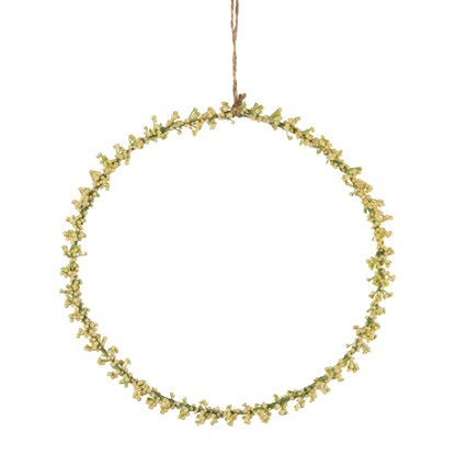 Umělá závěsná bylinková dekorace kruh 22x22x1 cm, žlutá_0