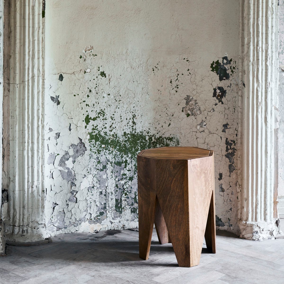 Dřevěná stolička/odkládací stolek OKTA V.45cm přírodní_3