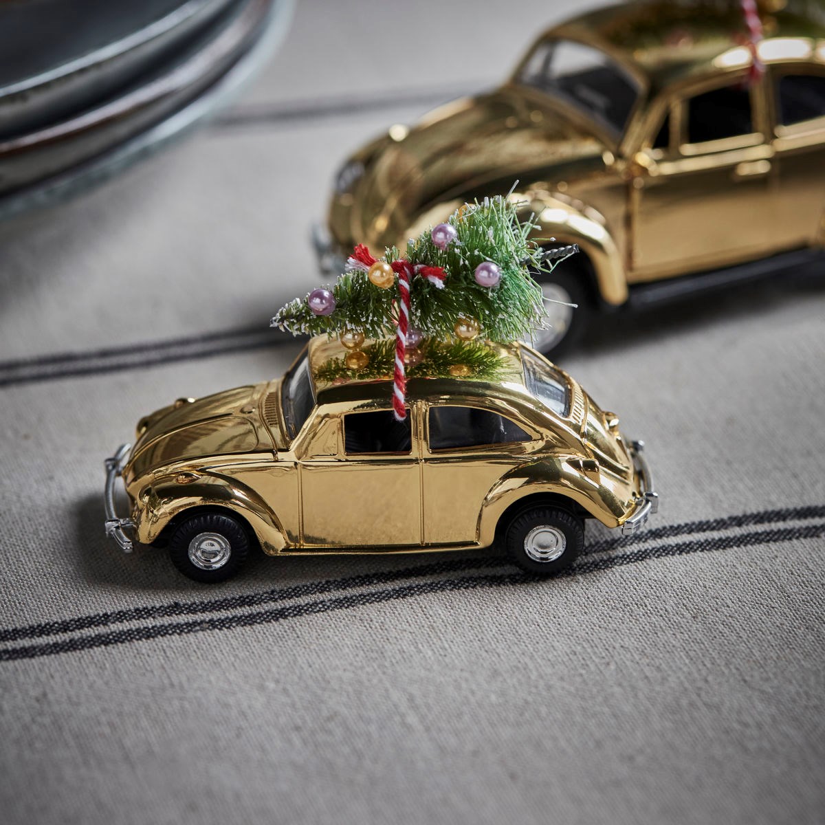 Vánoční dekorace autíčko MINI Xmas, zlaté_2