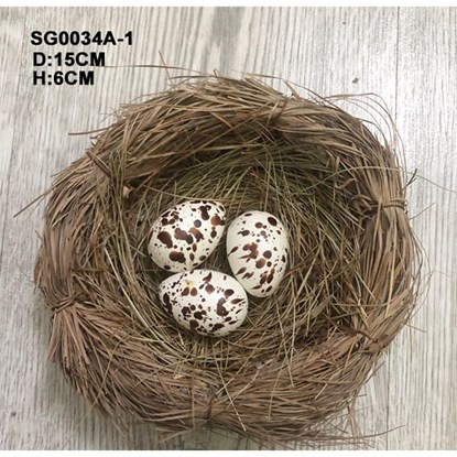 Velikonoční hnízdo s vajíčky, P.15x4 cm, přírodní_0