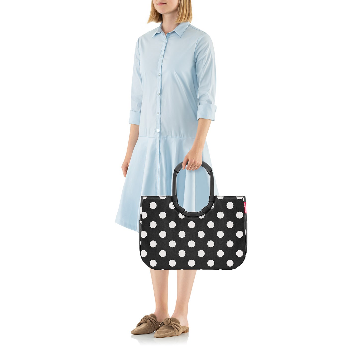 Módní taška Loopshopper L frame dots white_1