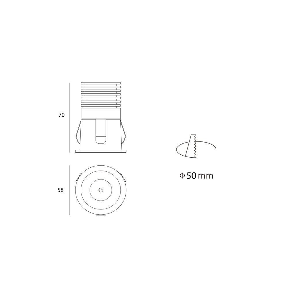 Vnitřní zapuštěné bodové svítidlo RAY-S P.5,8 cm bílé_0