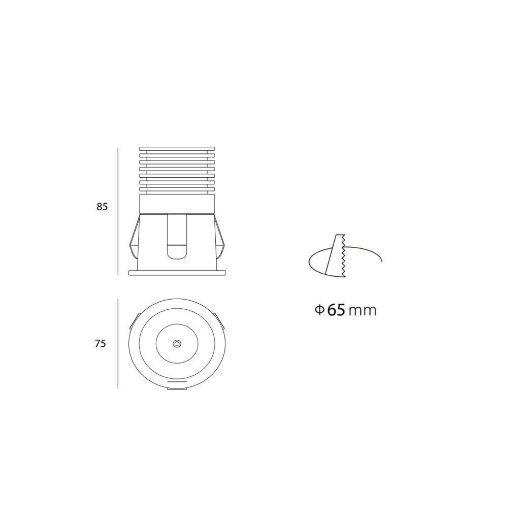 Vnitřní zapuštěné bodové svítidlo RAY-M P.7,5 cm černé_0