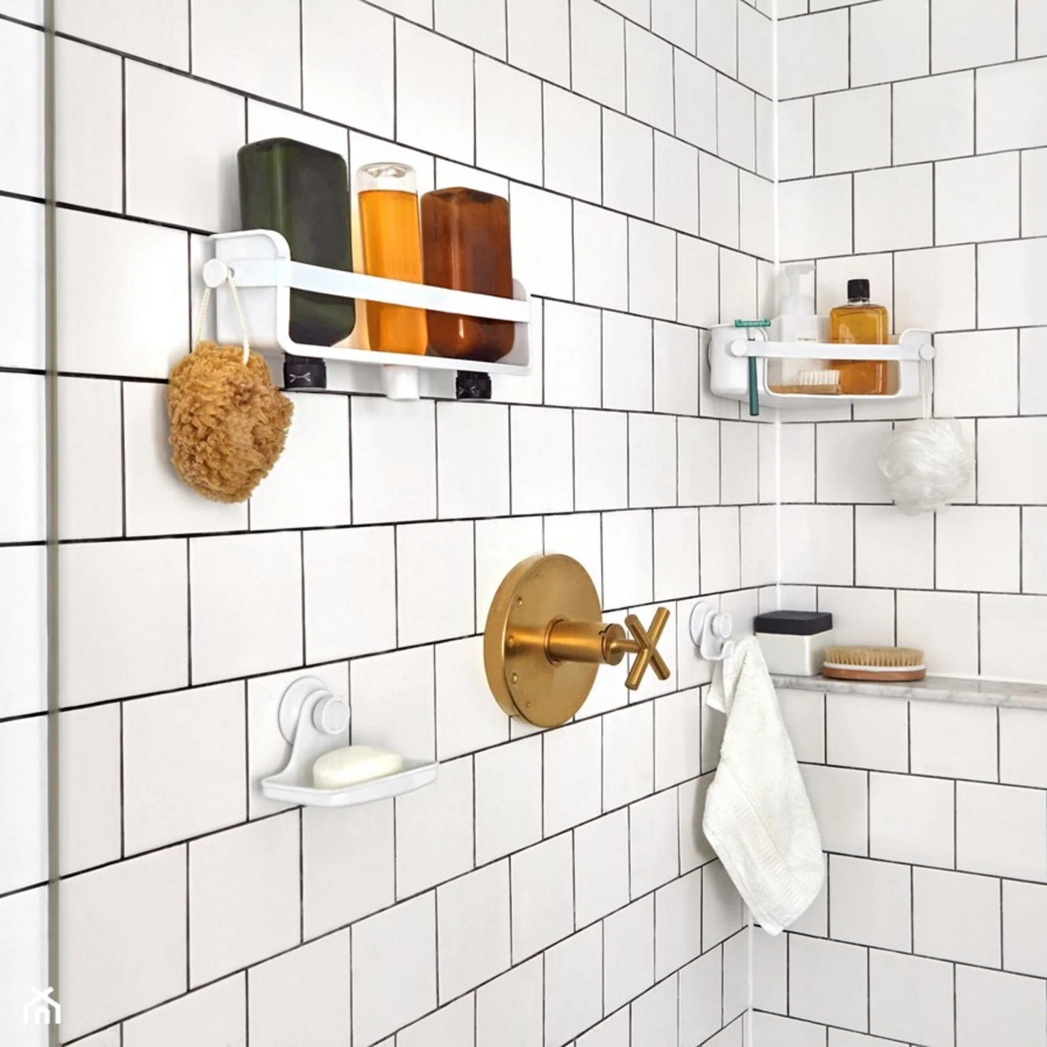 Nástěnná rohová polička FLEX bílá_1