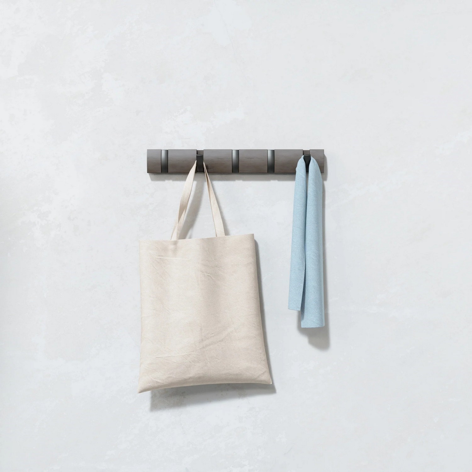 Věšák na zeď FLIP 5 háčků šedý, háčky cínový odstín_1